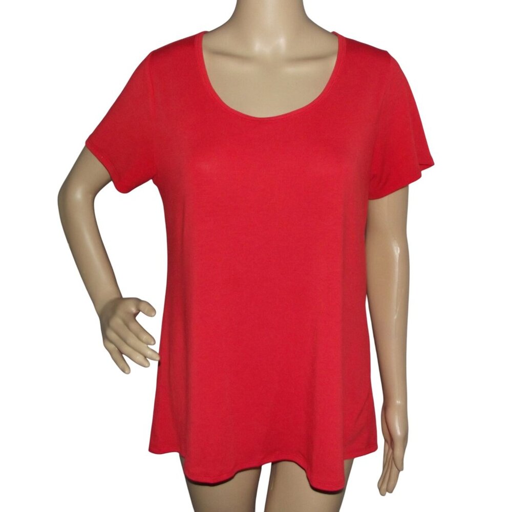 LulaRoe Shirt Womens Size Small Red short sleeve Scoop Neck hi lo hem